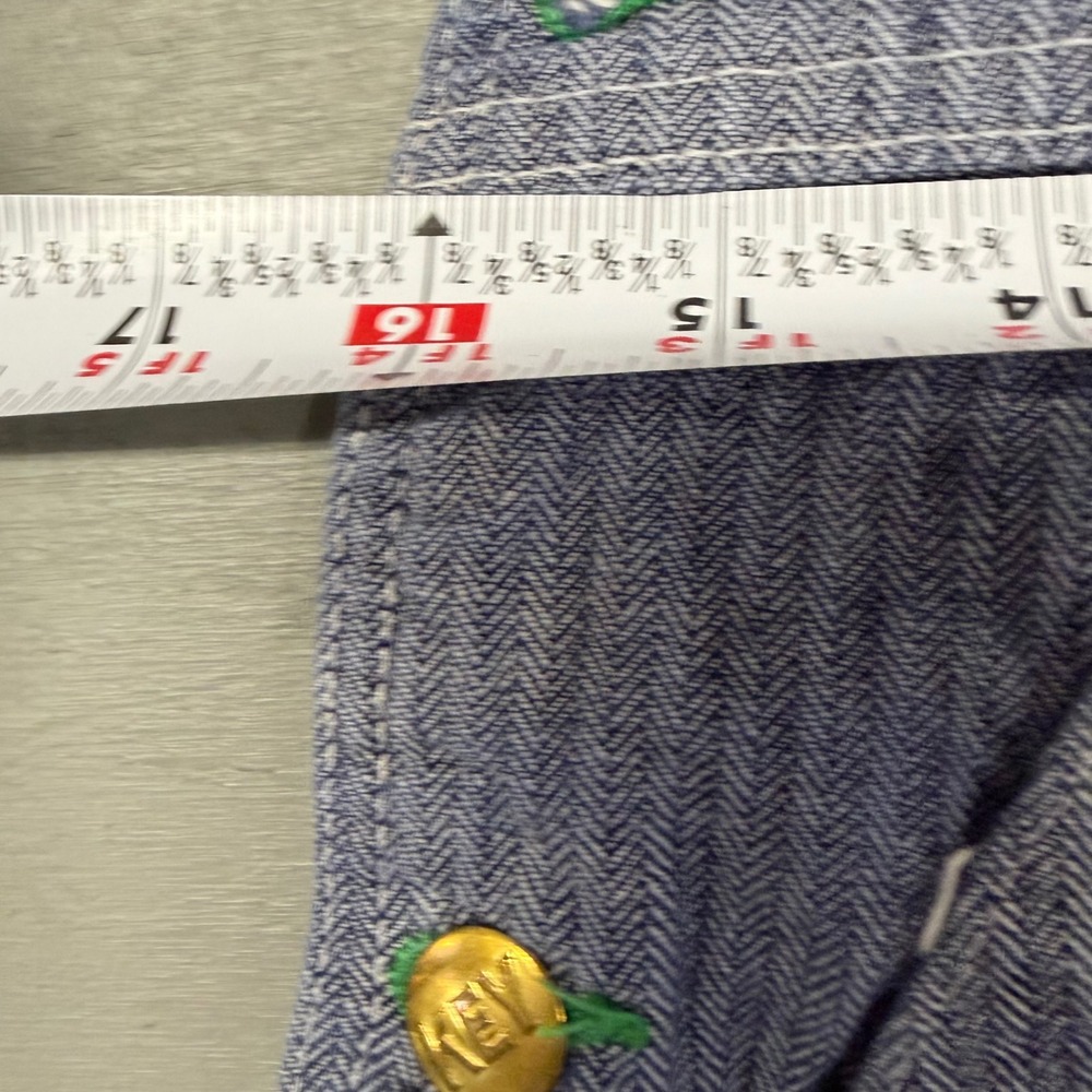 Vintage Key Imperial Hickory Stripe Denim Bib Overall Dress Raw Hem Blue White - Picture 4 of 5